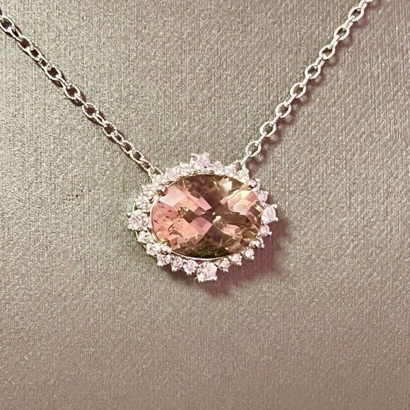 Natural Morganite Diamond Necklace 18" Gold 10.67 TCW Certified $6,950 215433 - Picture 6 of 12